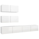 ZNTS 4 Piece TV Cabinet Set High Gloss White Engineered Wood 3079341