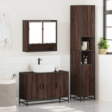 ZNTS 3 Piece Bathroom Furniture Set Brown Oak Engineered Wood 3301104