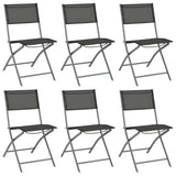 Garden Dining Set Grey Powder-coated steel 7 Piece Foldable 3102919