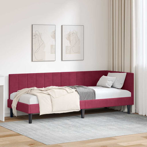 Corner Bed Frame with Headboard Wine red 80 x 200 cm Velvet 42016332