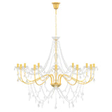 Adjustable Chandelier with Beads E14 Metal and Acrylic Gold 42053793