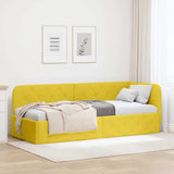 Corner Bed Frame with Headboard Yellow 80 x 200 cm Velvet 42016519