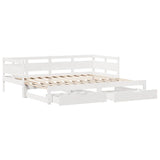 Daybed with Trundle and Drawers without Mattress White 90x200 cm 3302232