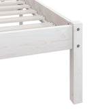 Bed Frame White Solid pinewood Single Durable Bed Frame 810113