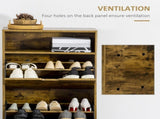 Shoe Cabinet with 2 Flip Doors, Slim 2-Drawer Shoe Cupboard with Adjustable Divider and Open T3398P342300