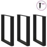 Dining Table Legs U-Shaped 3 pcs Black 70x cm Steel 4013200
