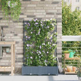 Garden Planter 2 pcs LiGht Grey 80 x 40 x 126 cm Plastic 42002896