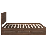 Bed Frame with Drawer Brown Oak 200 x 200 cm Engineer Wood 3411088