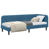 Corner Bed Frame with Headboard Blue 80 x 200 cm Velvet 42016585