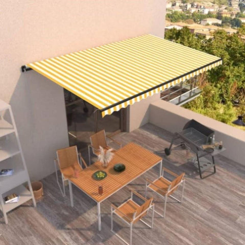 Manual Retractable Awning 500x300 cm Yellow and White 3069138