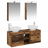 Bathroom Furniture Set 5 pcs Old Wood Engineered Wood and Glass 3406957