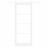 Sliding Door ORKDAL White 93 x 232 cm Solid Pine Wood and Glass 3331900