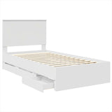 Bed Frame with Drawer White 100 x 200 cm Engineer Wood 3411145