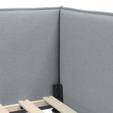 Corner Bed Frame with Headboard Light grey 100 x 200 cm Fabric 42016471