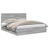 Bed Frame with Drawer Grey Sonoma 180 x 200 cm Engineer Wood 3411094