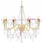Chandelier with Beads Golden 8 x E14 Bulbs 281607