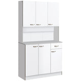Kitchen Cupboard, Freestanding Kitchen Storage Cabinet with 6 Doors, Drawer, Adjustable Shelves and T3398P378830