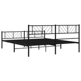 Metal Bed Frame without Mattress with Footboard Black 180x200cm 372201