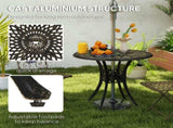 78 cm Round Garden Dining Table with Parasol Hole Antique Cast Aluminium Outdoor Table Only, Bronze T3398P328061