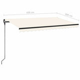 Manual Retractable Awning with LED 450x300 cm Cream 3069122