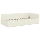 Corner Bed Frame with Headboard Cream 90 cm x 190 cm Velvet 42016078