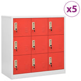 Locker Cabinets 5 pcs Light Grey and Red 90x45x92,5 cm Steel 3095245