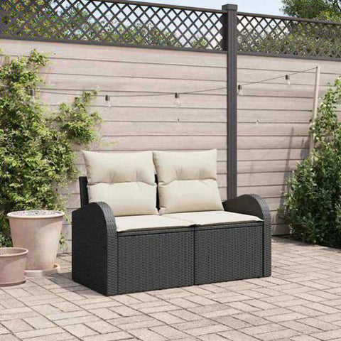 Garden Sofa Black 124 x 62 x 69cm Poly Rattan 42006732