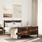 Metal Bed Frame without Mattress Smoked Oak 120x190 cm Small Double 4007682