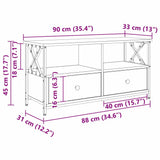 TV Cabinet Old Wood 90 x 33 x 45 cm Engineered Wood and Steel 881301