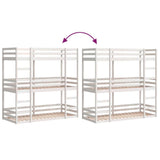 Triple Bunk Bed without Mattress White 80x200 cm Solid Wood Pine 3284252