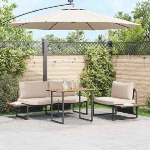 Garden Dining Set 3 pcs Taupe Steel 3335890