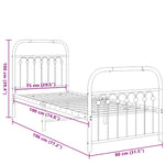 Metal Bed Frame without Mattress with Footboard Black 75x190cm 376608