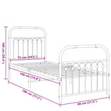 Metal Bed Frame without Mattress with Footboard Black 75x190cm 376608