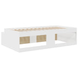 Bed Frame with Drawer White 100 x 200 cm Engineered Wood 3335181