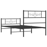 ZNTS Metal Bed Frame without Mattress with Footboard Black 90x200cm 355278