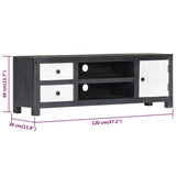 Hand Carved TV Cabinet Grey&White 120x30x40 cm Solid Wood Mango 282723