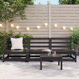 3 Piece Garden Lounge Set Black Solid Pinewood 805709