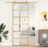 Sliding Door Gold 76x205 cm Clear ESG Glass and Aluminium 155160