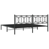 Metal Bed Frame without Mattress with Headboard Black 193x203cm 376134