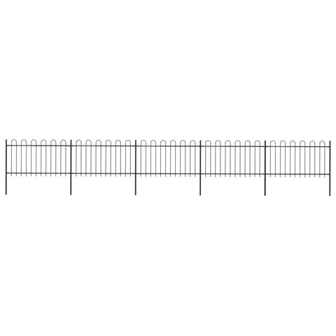 ZNTS Garden Fence with Hoop Top Steel 8.5x1 m Black 277660