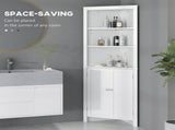 Triangle Bathroom Cabinet, Corner Bathroom Storage Unit with Cupboard and 3-Tier Shelves, Free T3398P344742