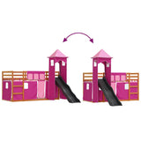 Bunk Bed without Mattress with Slide and Curtains Pink 90x200 cm 3284196
