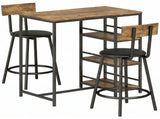 Space Saving Bar Table and PU Leather Stools for 2, 3 Piece Breakfast Bar Table Set with Storage T3398P553422