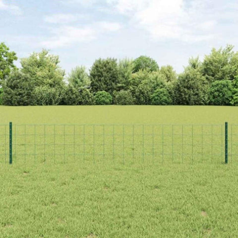 Fence with Posts Green 0.4 x 50 m Steel 3336037