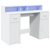 ZNTS Desk with LED Lights White 120x55x91 cm Engineered Wood 3309411