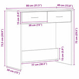 Desk with Drawer Black Oak 80 x 40 x 75 cm Engineered Wood 862480
