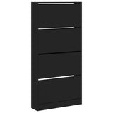 Shoe Cabinet with 4 Flip-Drawers Black 80x21x163.5 cm 3214365