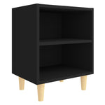 ZNTS Bed Cabinets with Solid Wood Legs 2 pcs Black 40x30x50 cm 805782