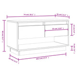 ZNTS TV Cabinet Black 74x34x40 cm Solid Wood Pine 813843