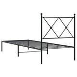 Metal Bed Frame without Mattress with Headboard Black 75x190cm 376492